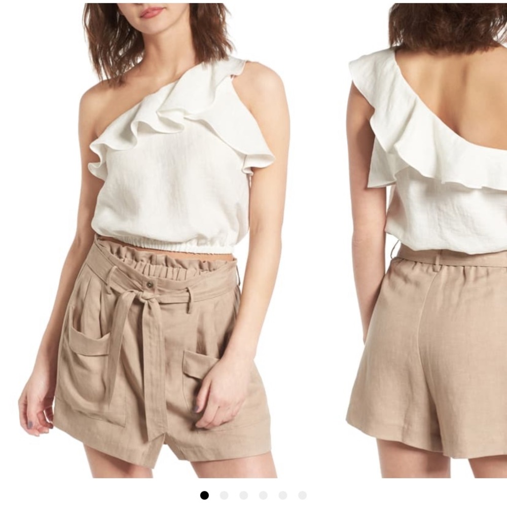 Astr One-Shoulder Red Ruffle Crop Top - Picture 5 of 5